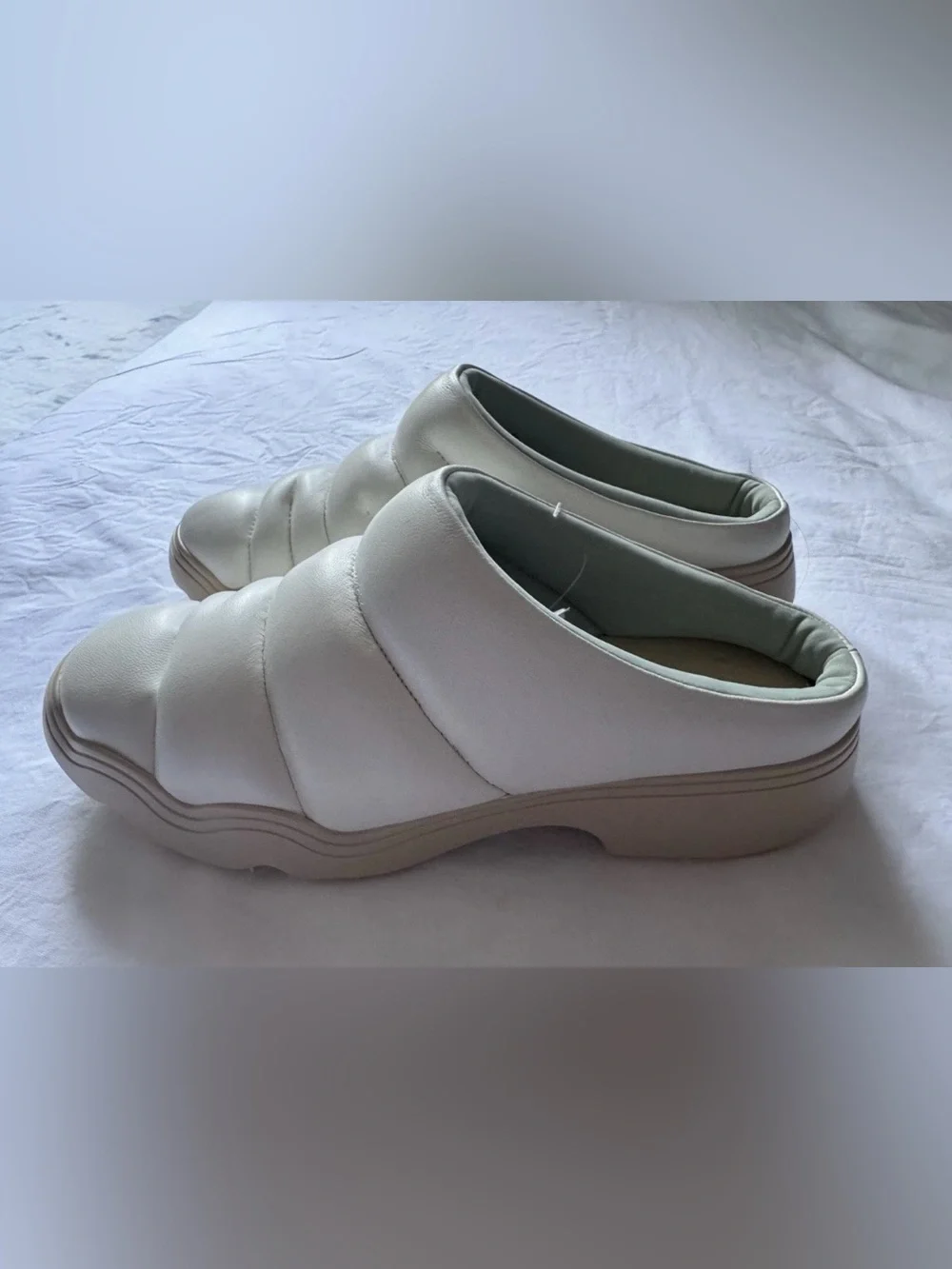 NEW 4CCCCEES Women's Cream Leather Platform Ivory Clogs Size 41 (US10)